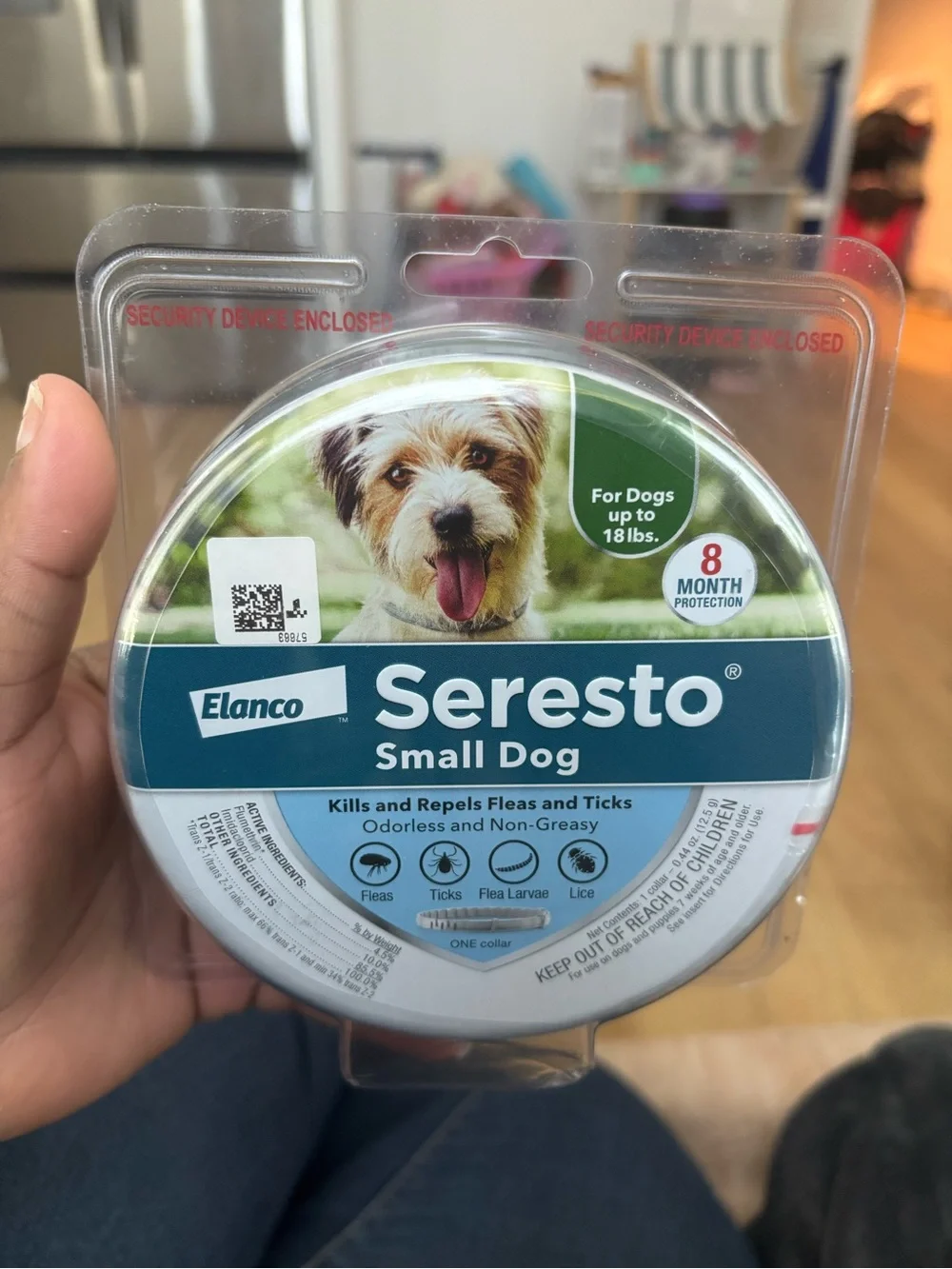 Elan Seresto Small Dog Collar - Teal and White Packaging
